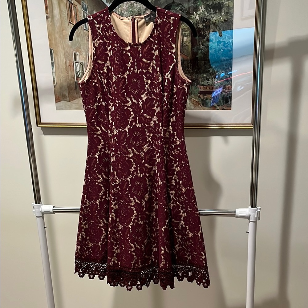 Donna Ricco Red Scalloped Fit and Flare Mini Dress